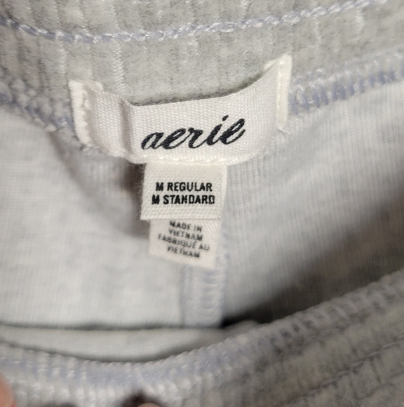 Aerie Medium regular light grey groove-on ribbed velour flare bell bottom high r - Picture 6 of 7